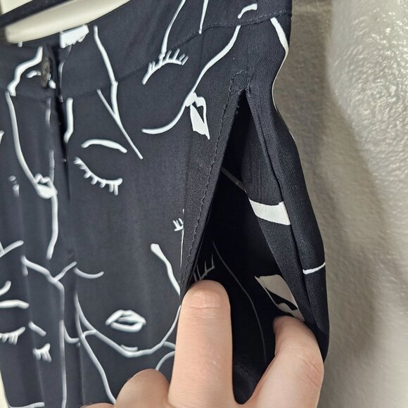 Princess Polly 4 Black Zavia Pants Abstract Face High Rise Relaxed Fit Artsy - Picture 4 of 6